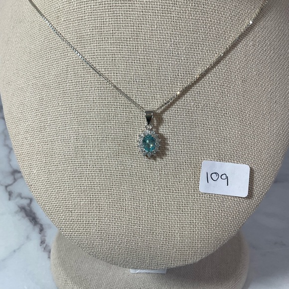 Real Blue Topaz Pendant, Ring, Earrings on 925 Sterling Silver - Picture 2 of 11